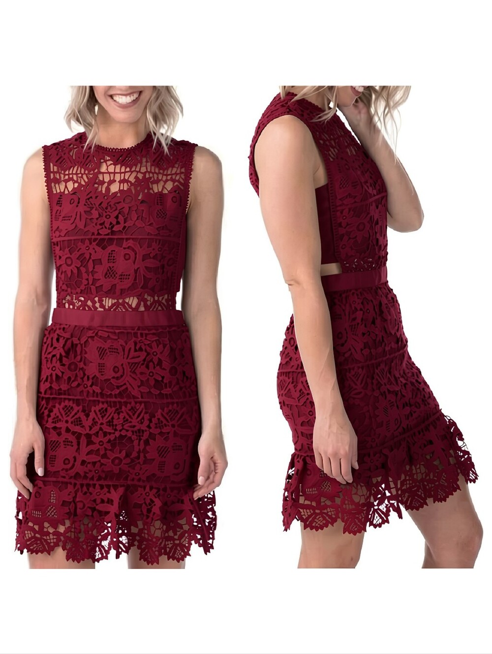Romeo & Juliet Couture Burgundy Lace Cutout Dress size M